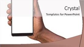  Presentation with smart - Presentation enhanced with hand holding mobile smart phone background and a white colored foreground