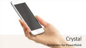  Presentation with smart - Presentation featuring hand holding mobile smart phone background and a lemonade colored foreground