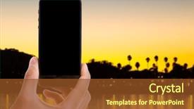  Presentation with retail smart phone - Colorful presentation enhanced with black screen with american sunset backdrop and a tawny brown colored foreground