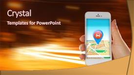  Presentation with smart - Beautiful slide set featuring hand holding mobile smart phone backdrop and a wine colored foreground