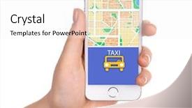  Presentation with mobile network - PPT layouts enhanced with hand holding mobile smart phone background and a white colored foreground