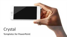  Presentation with smart - Presentation with hand holding mobile smart phone background and a white colored foreground