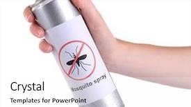  Presentation with mosquito - Theme having hand holding mosquito spray isolated background and a white colored foreground