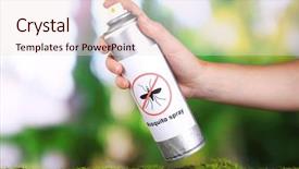  Presentation with spray - Presentation theme featuring hand holding mosquito spray background and a sky blue colored foreground