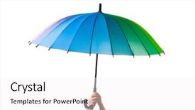  Presentation with hand holding colorful brain sketch - Presentation design featuring hand holding multicolored umbrella isolated background and a  colored foreground