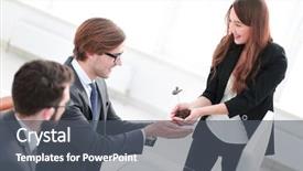  Presentation with sprout - Amazing presentation theme having hand holding new employee - happy business team is looking backdrop and a dark gray colored foreground