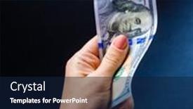  Presentation with cash - Slide set consisting of hand-holding-one-hundred-dollar background and a navy blue colored foreground