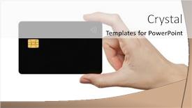  Presentation with credit card - Presentation theme having hand-holding-out-a-credit background and a white colored foreground