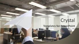  Presentation with airplane - Amazing presentation design having hand holding paper airplane backdrop and a soft green colored foreground