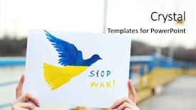  Presentation with dove - Theme featuring stop wars - hand holding paper dove background and a  colored foreground