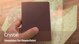  Presentation with passport travel - Cool new slide set with hand holding passport backdrop and a  colored foreground