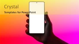  Presentation with phone - Slide set consisting of hand-holding-phone-silhouette background and a yellow colored foreground