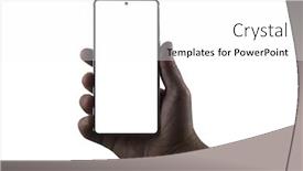  Presentation with cut - Presentation design with hand-holding-phone-silhouette background and a white colored foreground