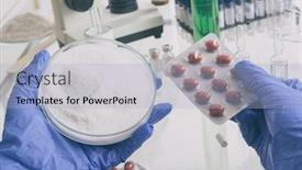  Presentation with pills - Slides consisting of hand-holding-placebo-pills background and a light blue colored foreground