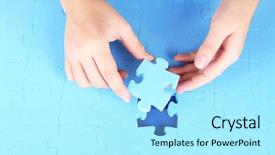  Presentation with hand holding puzzle piece - Audience pleasing slide deck consisting of hand holding puzzle piece close backdrop and a arctic colored foreground