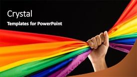  Presentation with human rights - Presentation with hand-holding-rainbow-coloured-flag background and a black colored foreground