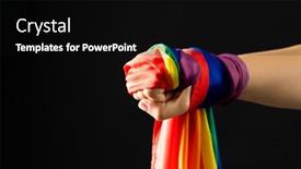  Presentation with lgbt pride flag rainbow flag - PPT layouts featuring hand-holding-rainbow-coloured-flag background and a black colored foreground