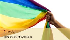  Presentation with rainbow pride - Presentation design with hand-holding-rainbow-coloured-flag background and a yellow colored foreground