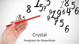  Presentation with hand holding pencil - Audience pleasing presentation theme consisting of hand holding red pencil against numbers backdrop and a white colored foreground