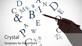  Presentation with hand holding pencil - PPT theme having hand-holding-red-pencil-against background and a white colored foreground