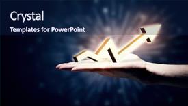  Presentation with business growth - Presentation design consisting of hand holding rising arrow representing background and a navy blue colored foreground