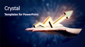  Presentation with business growth and profit - Theme having hand holding rising arrow representing background and a navy blue colored foreground