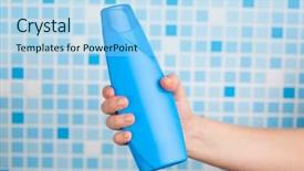  Presentation with hand holding colorful brain sketch - Slide deck enhanced with hand holding shower gel background and a light blue colored foreground