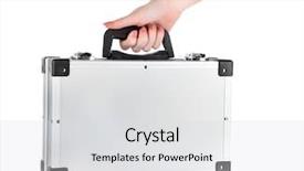 Presentation with case - PPT layouts with hand holding silver case isolated background and a  colored foreground