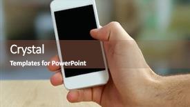  Presentation with smart light - Slide deck enhanced with hand holding smart mobile phone background and a tawny brown colored foreground