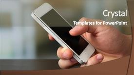  Presentation with smart light - Beautiful slides featuring hand holding smart mobile phone backdrop and a gray colored foreground