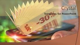  Presentation with mobile application - Cool new slides with hand-holding-smart-phone backdrop and a yellow colored foreground