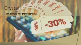  Presentation with mobile application - Theme enhanced with hand-holding-smart-phone background and a coral colored foreground