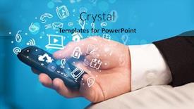  Presentation with smartphone - Audience pleasing slide deck consisting of hand-holding-smartphone-with-media backdrop and a teal colored foreground