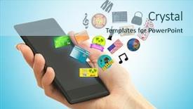  Presentation with travel - Beautiful slide set featuring hand-holding-smartphone-with-travel backdrop and a  colored foreground