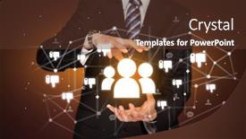  Presentation with social media - Slide deck with hand-holding-social-media-icons background and a tawny brown colored foreground