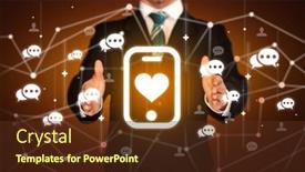  Presentation with social media - Slides consisting of hand-holding-social-media-icons background and a tawny brown colored foreground