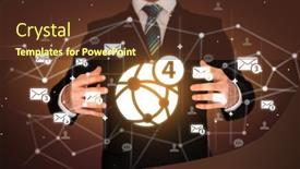  Presentation with social media - Presentation enhanced with hand-holding-social-media-icons background and a tawny brown colored foreground