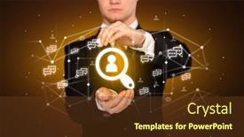  Presentation with social media - PPT theme having hand-holding-social-media-icons background and a tawny brown colored foreground