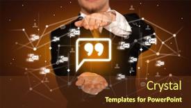  Presentation with social - PPT theme enhanced with hand-holding-social-media-icons background and a tawny brown colored foreground