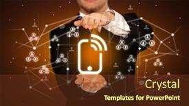  Presentation with social - Presentation theme featuring hand-holding-social-media-icons background and a tawny brown colored foreground