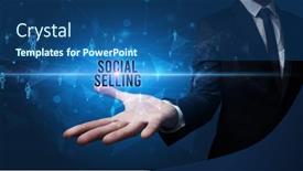  Presentation with social media - Theme featuring hand-holding-social-media-related background and a ocean colored foreground