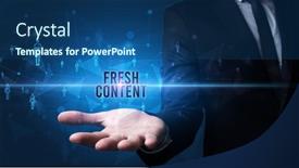  Presentation with social media - Slide deck having hand-holding-social-media-related background and a ocean colored foreground