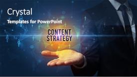  Presentation with social media - PPT theme with hand-holding-social-media-related background and a ocean colored foreground