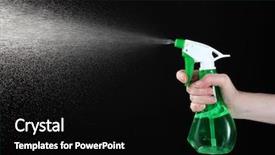  Presentation with black hand - PPT layouts consisting of sprays water - hand holding spray bottle background and a black colored foreground