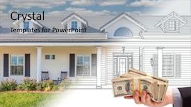  Presentation with stack - Beautiful theme featuring hand holding stack of money backdrop and a light gray colored foreground