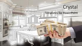  Presentation with kitchen design - Amazing slides having hand holding stacks of money backdrop and a light gray colored foreground