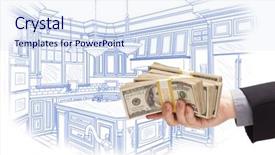  Presentation with kitchen design - Cool new theme with hand holding stacks of money backdrop and a sky blue colored foreground