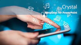  Presentation with multimedia - Slide set featuring drawn multimedia and application icon background and a teal colored foreground