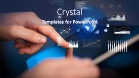  Presentation with global - Amazing presentation having hand-holding-tablet-with-global backdrop and a ocean colored foreground