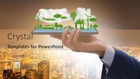  Presentation with clean - Amazing presentation having gas turbine - hand holding tablet with mini backdrop and a coral colored foreground